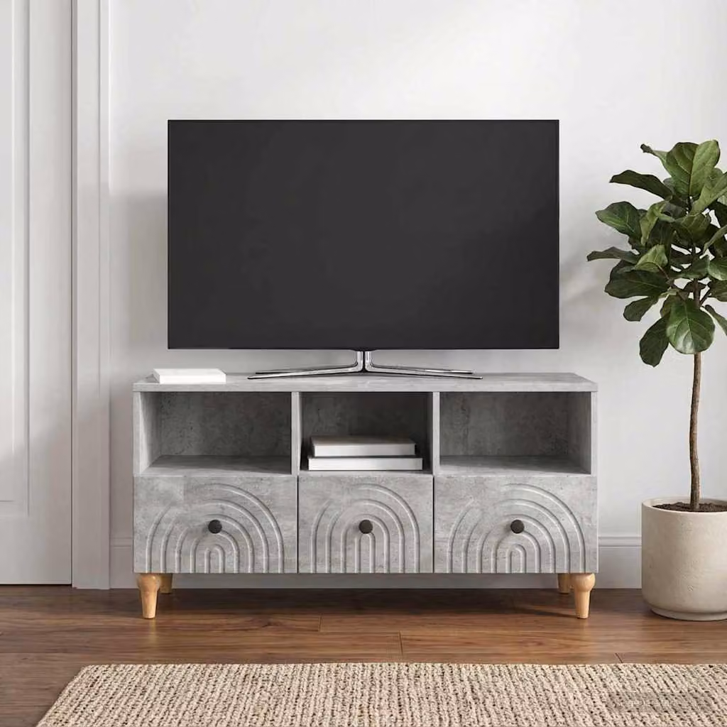Mobile TV vidaXL moderno in grigio con ripiani multimediali L 102 cm x P 34,5 cm x H 50 cm