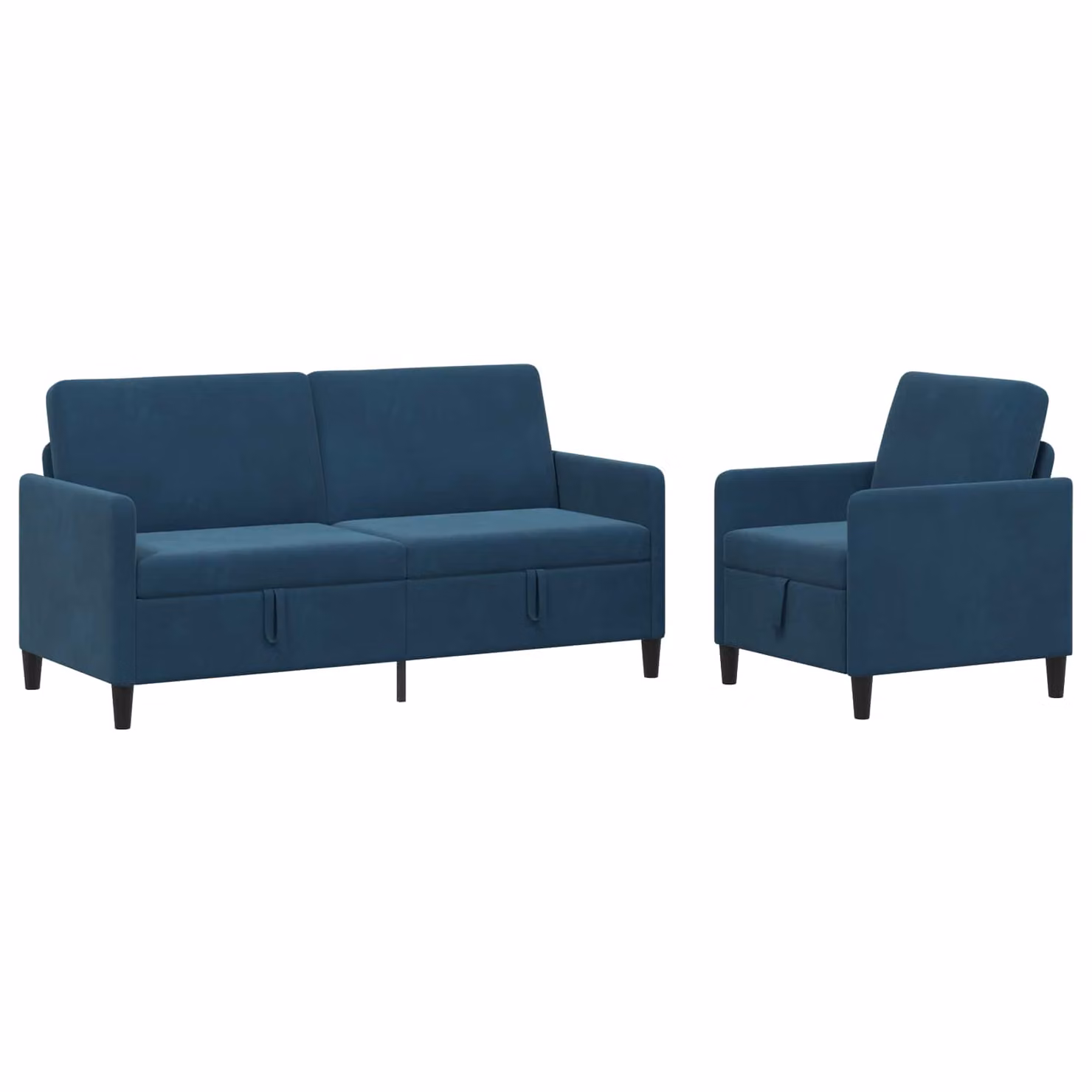 Set di 2 Divani Moderni vidaXL con Contenitore, Rivestimento in Tessuto Blu e Seduta Lift-up per il tuo Soggiorno