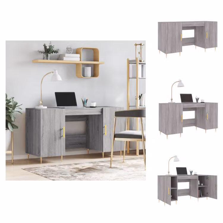 vidaXL Scrivania grigio Sonoma 140x50x75 cm in legno - Scrivanie
