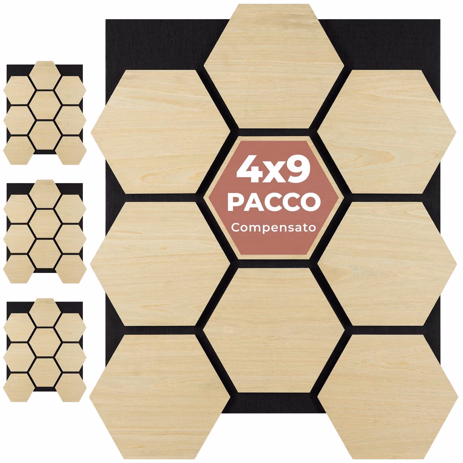 Pannelli acustici Sonic Shield tectake effetto legno in MDF, beige e marrone, da parete, H: 76,0 cm, L: 62,0 cm, P: 4,0 cm – 1