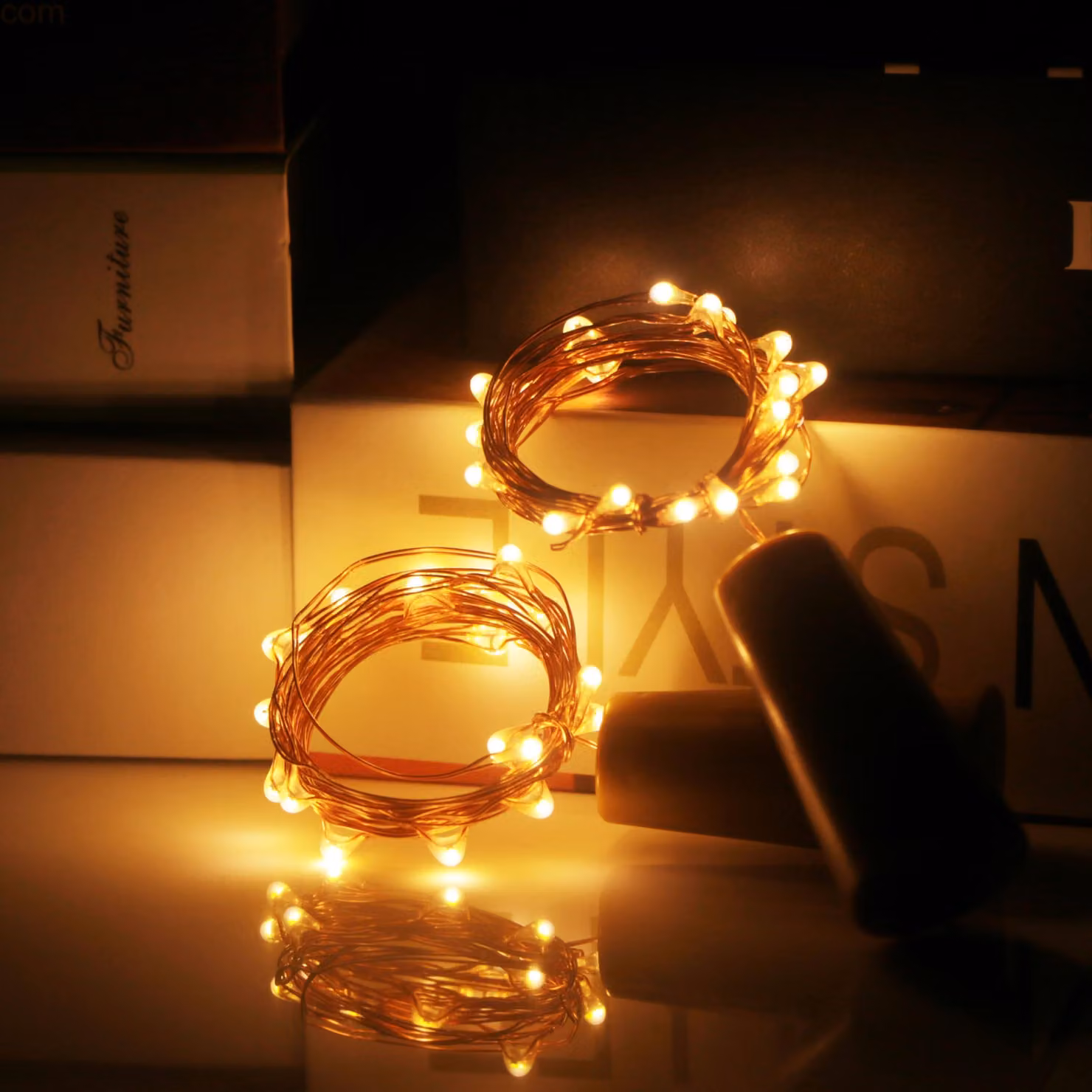 Set di 6 luci a LED per bottiglie, con tappo, lunghezza 2 metri, luce bianco caldo