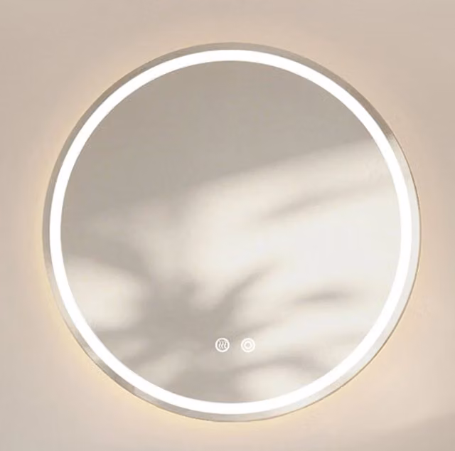 Specchio da bagno rotondo LED Ø80 cm, antiappannamento, dimmerabile, 3 tonalità di luce