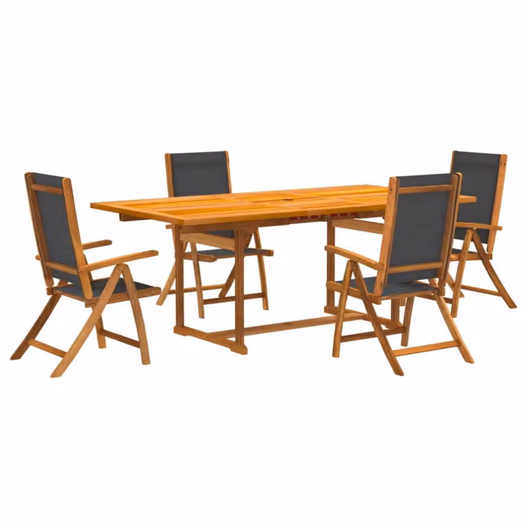 Maison Exclusive - Set da pranzo da giardino a 5 pezzi in legno massello di acacia e Textilene