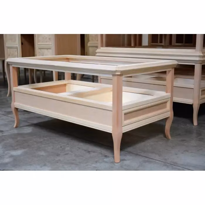 Tavolino classico con 2 cassetti in legno grezzo Mobili 2G L/P/H: 115 x 65 x 55 cm – 2