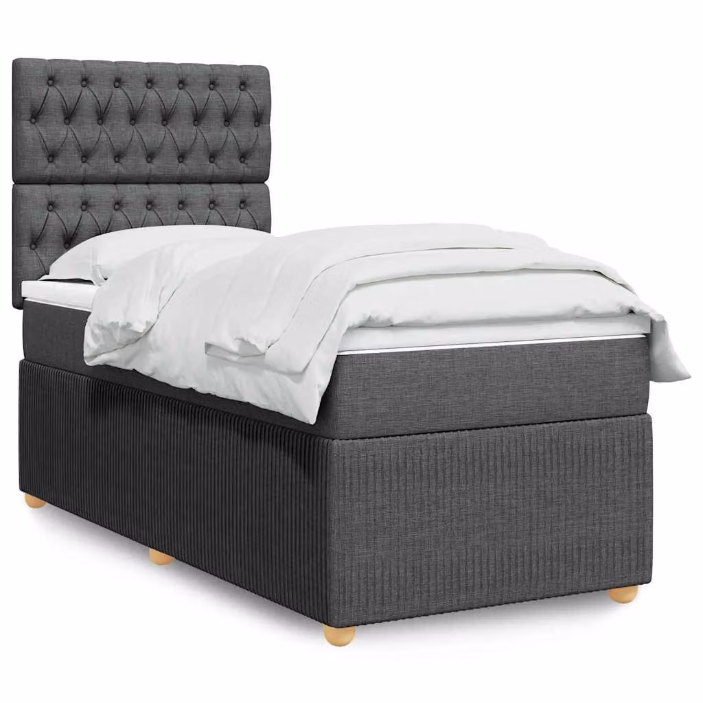 vidaXL Giroletto a Molle Ibrido con Materasso in Tessuto Grigio e Bianco L/P/H: 200 x 100 cm