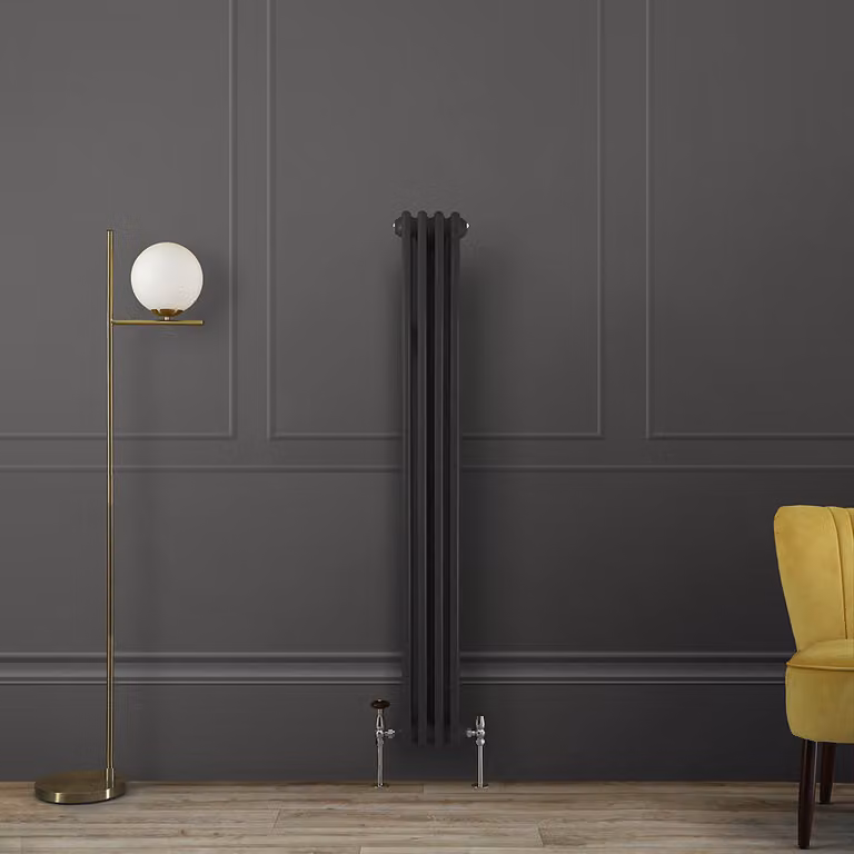 Radiatore Tradizionale Verticale a Doppia Colonna - Grigio (Carbon Grey) - 1500mm x 200mm - Regent