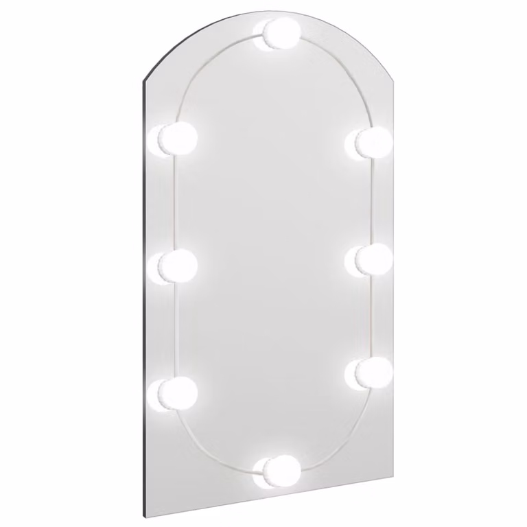 Specchio con Luci LED 70x40 cm Forma ad Arco in Vetro