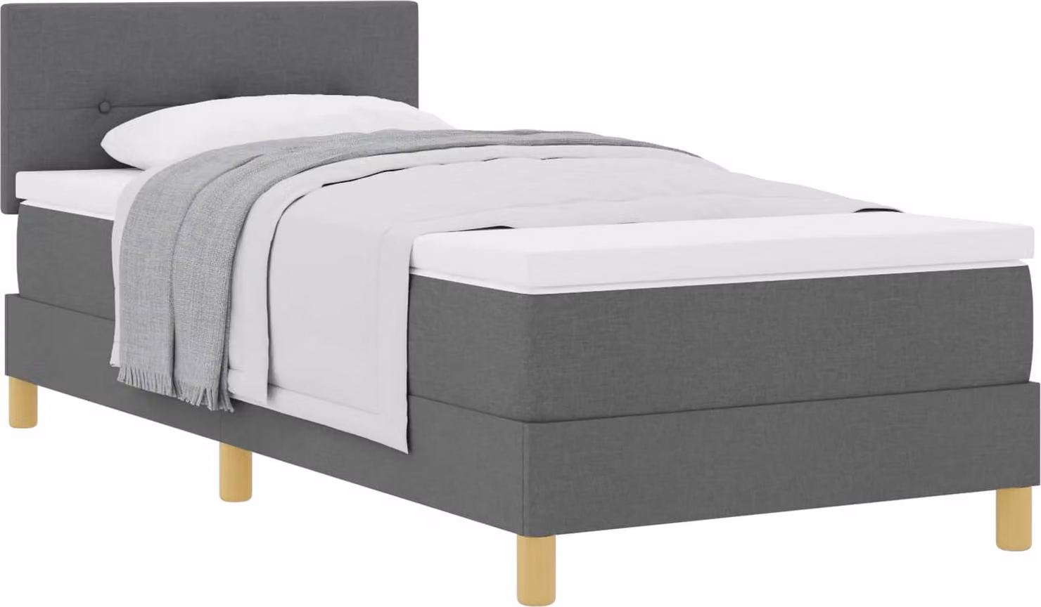 Letto a molle con cuscino Grigio scuro 90 x 200 cm Tessuto