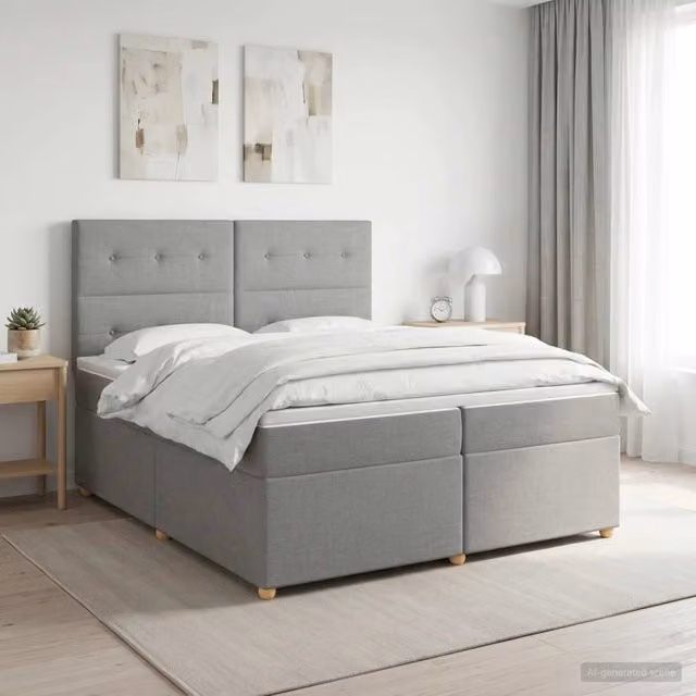 Letto box spring con materasso ibrido vidaXL Grigio Chiaro L/P/H: 200 x 200 x 140,5 cm