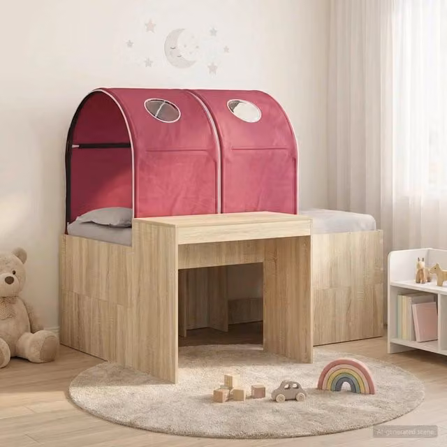 Letto con Tunnel 3 pz Rovere Sonoma e Rosso 3423519