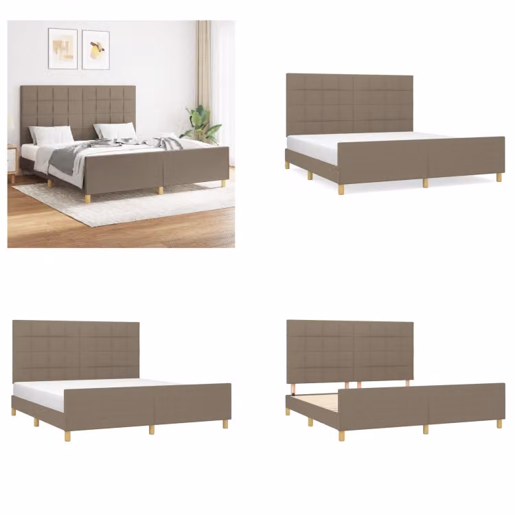 vidaXL Giroletto con testiera in tessuto taupe 160x200 cm - Giroletto con testiera - Giroletti con testiera - Giroletto - Letto con testiera