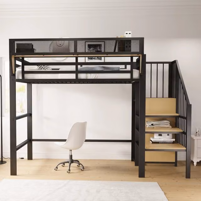 letto a castello metallo nero 95 x 255 cm