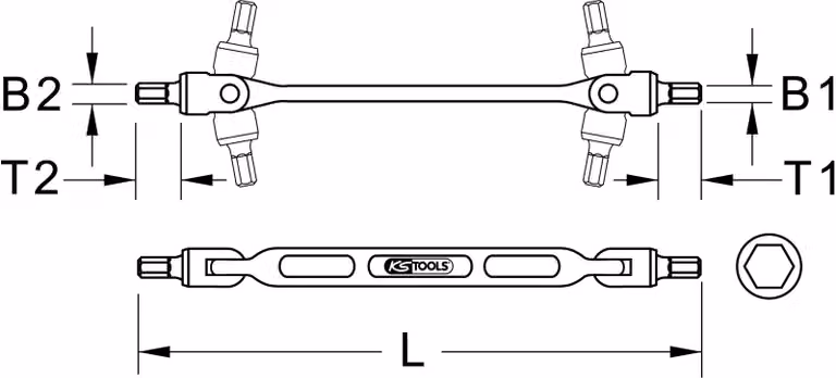 KS TOOLS Chiave esagonale a doppio snodo 3x4 mm - 517.0341