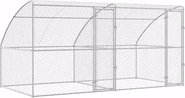 Set di 2 cuccie per cani in acciaio zincato argento resistente alle intemperie L/P/H: 4 x 2 x 2 m