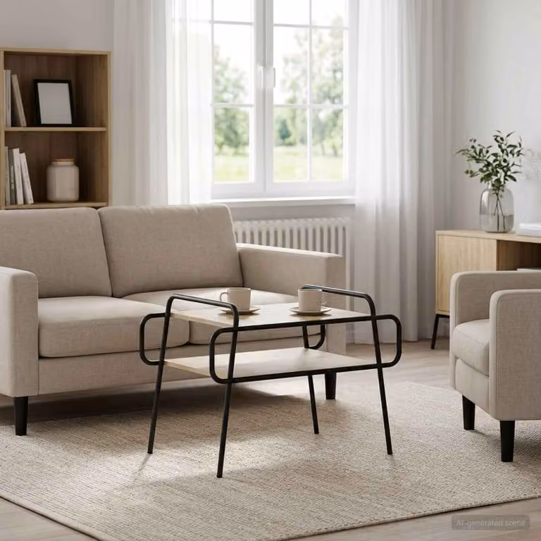Tavolino da salotto moderno vidaXL in legno color rovere, L: 70 cm, P: 50 cm, H: 51 cm