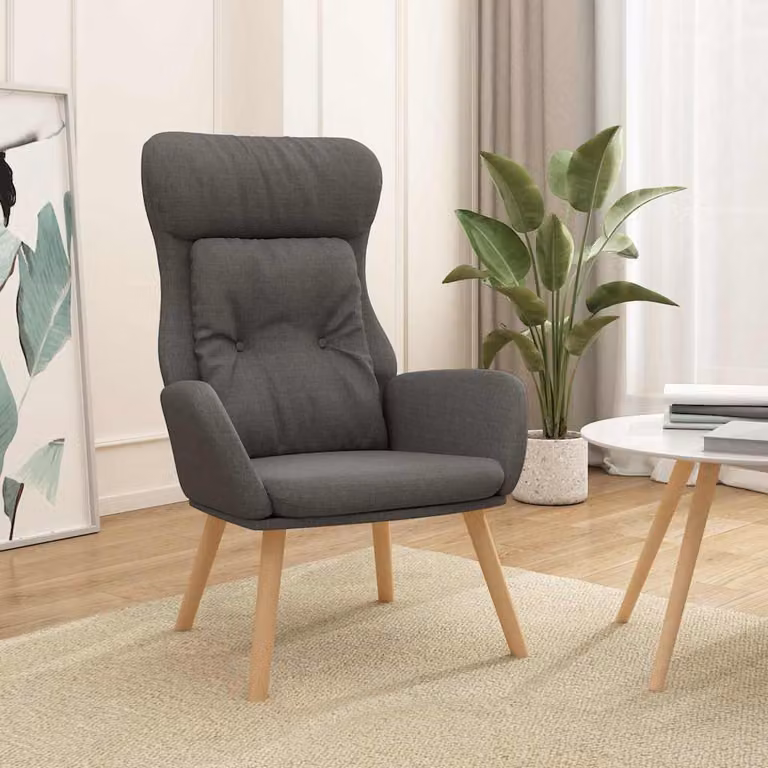 Sedia Relax vidaXL Grigio con Braccioli e Rivestimento in Tessuto
