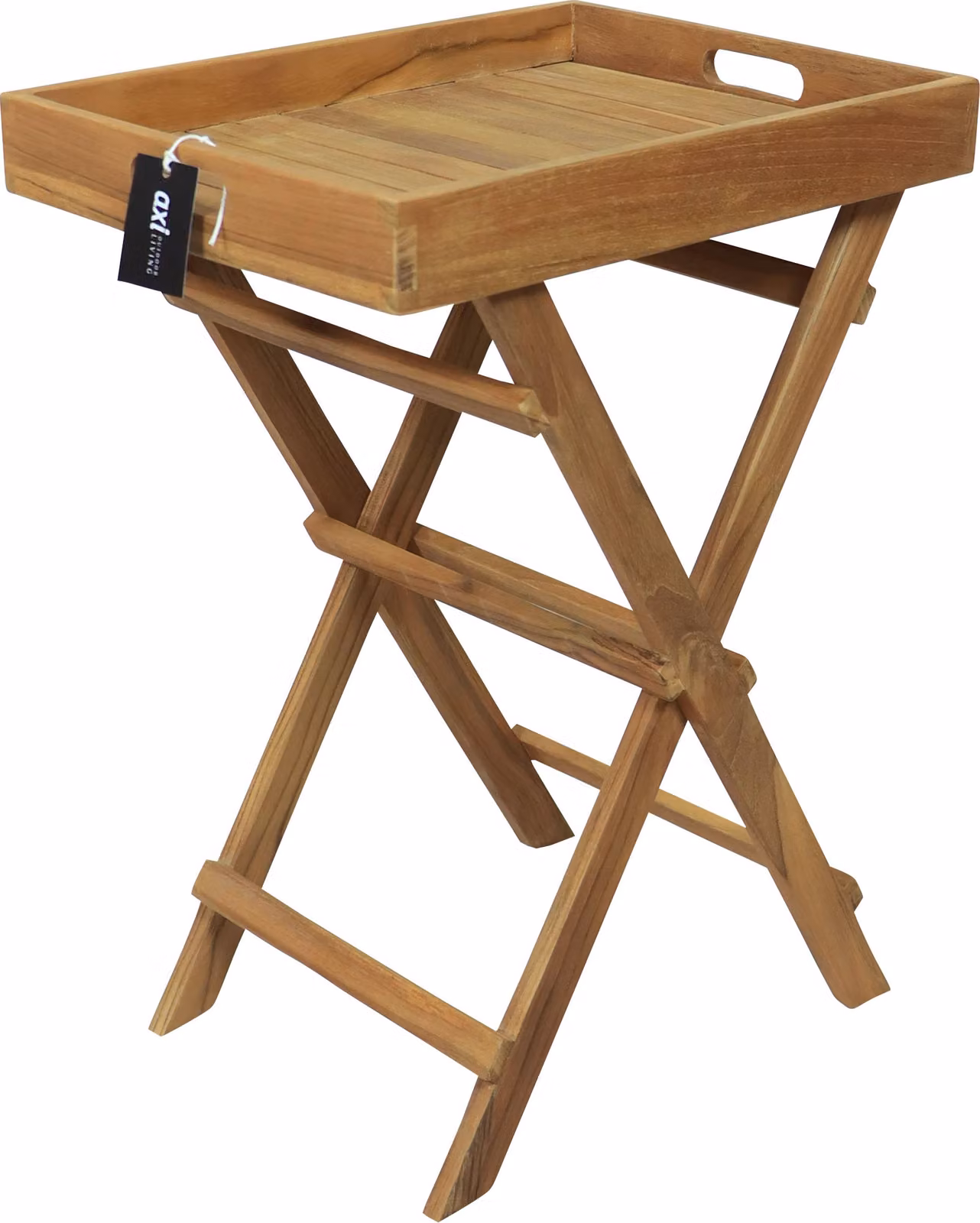 AXI Inda Tavolino Pieghevole in legno di teak con vassoio rimovibile | Mobiletto Pieghevole per giardino, balcone, terrazza | Anche da salotto / 39 x 29 x 50 cm