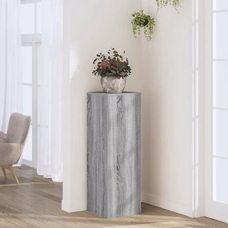 vidaXL Supporto per Piante Moderno in Truciolato Grigio, L/P/H: 33 x 33 x 100 cm