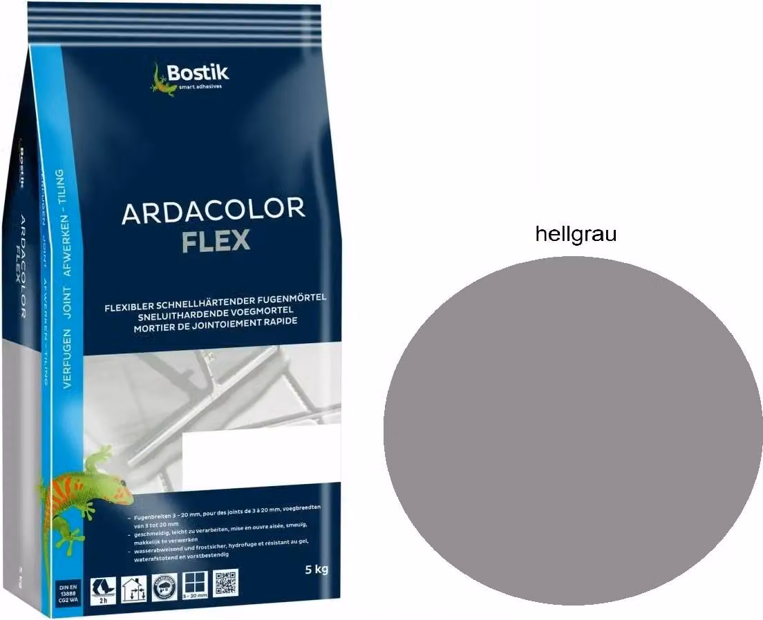 Bostik Ardacolor Flex stucco grigio chiaro 5Kg Piastrelle Pietra naturale Malta per stuccare