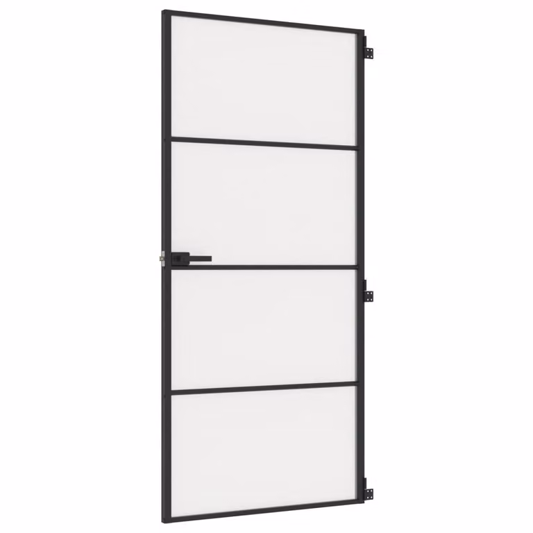 Porta Interni Sottile Nera 93x201,5cm Vetro Temperato Alluminio