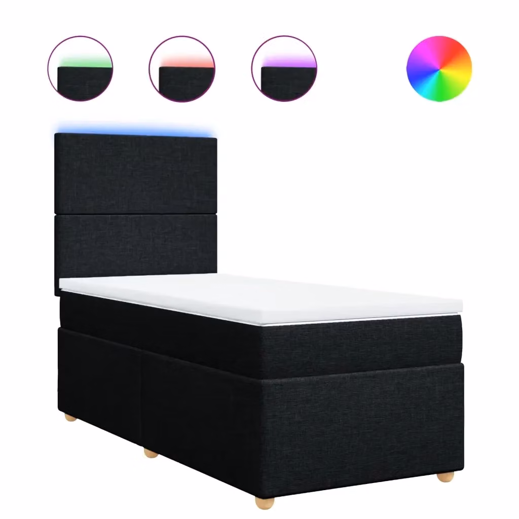 Letto Ibrido Moderno vidaXL con Materasso a Molle e Illuminazione Sottostante, Bianco e Nero, L/P: 200 x 100 cm – 2