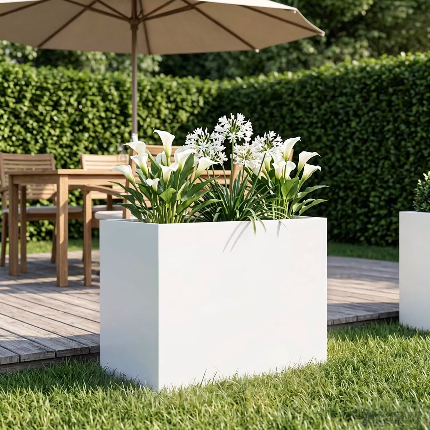 vidaXL Vaso da giardino in metallo Bianco L: 50 cm, P: 40 cm, H: 50 cm