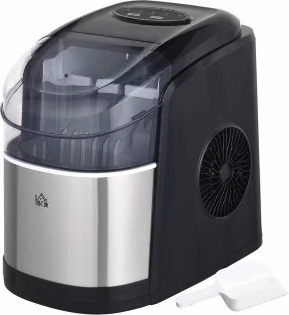 Macchina del Ghiaccio Autopulente GIORDANOSHOP in Acciaio Inox e PP, Colore Nero, L/P/H: 24.2 x 35.3 x 33 cm – 1