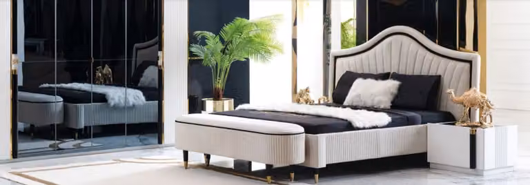 Letto tessile camera da letto gruppo di mobili di design 5pcs. set 2x comodini letti nuovo