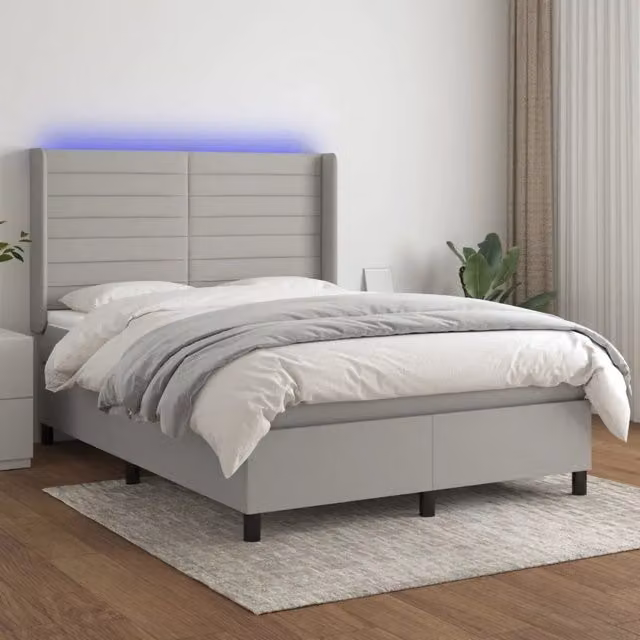 Letto Ibrido con Materasso e Illuminazione LED vidaXL Grigio Chiaro L/P/H: 203 x 147 x 128 cm – 1