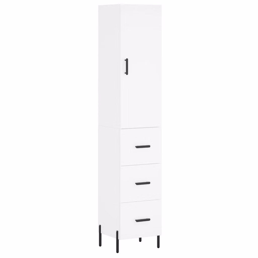Credenza Bianca 34,5x34x180 cm in Legno Multistrato