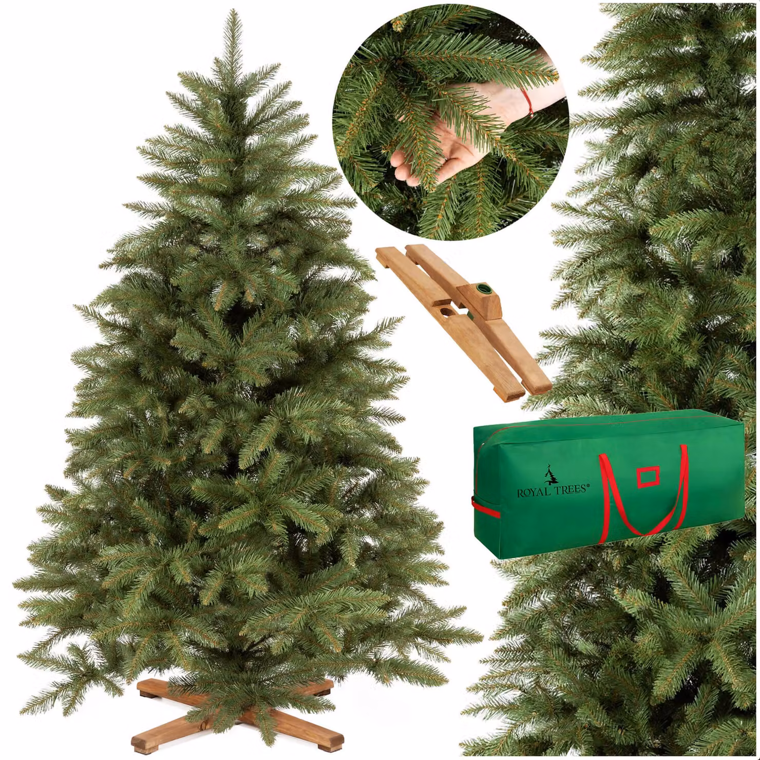 Albero di Natale artificiale Royal Trees® da 180 cm – Abete rosso scandinavo | Albero di Natale folto | Albero di Natale di alta qualità con supporto in legno e custodia inclusi