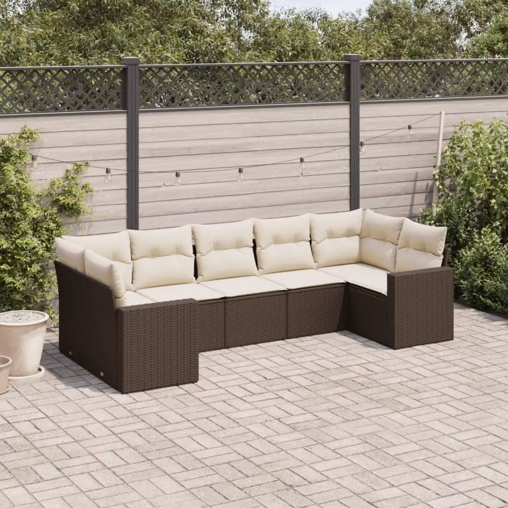 Maison Exclusive - Set Divani da Giardino 7 pz con Cuscini Marrone in Polyrattan
