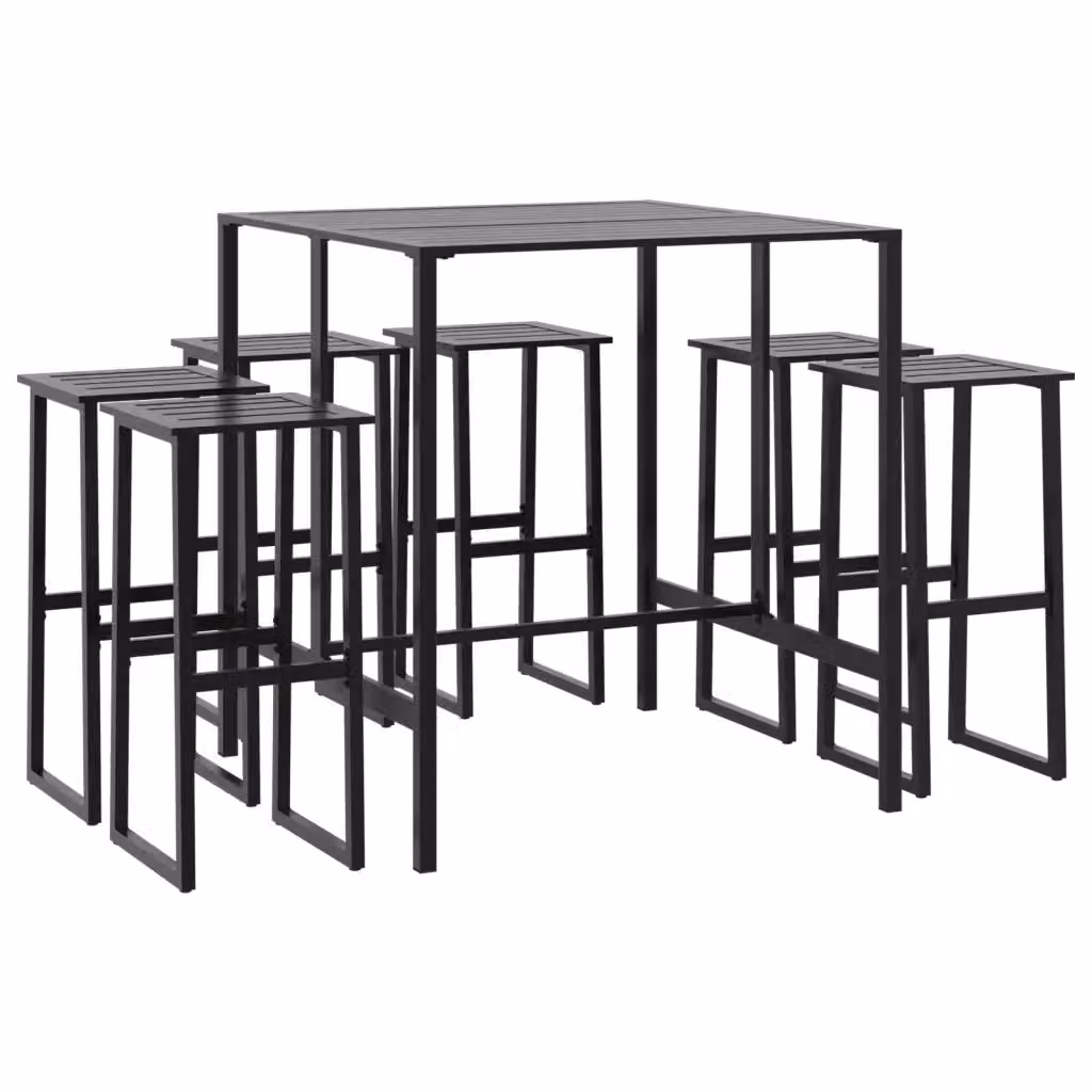 vidaXL Set Bar da Giardino 7pz in Acciaio Verniciato a Polvere Nero – 2