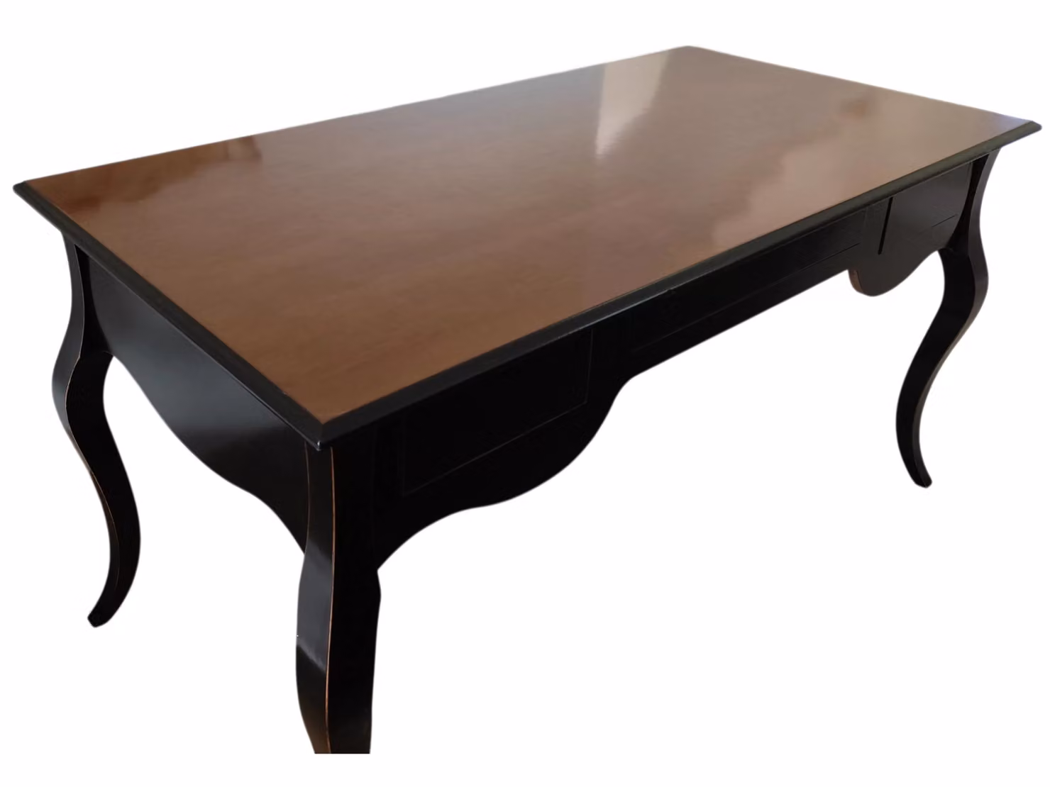Scrivania classica in legno laccata nera con piano naturale Mobili 2G L: 150 cm, P: 75 cm, H: 80 cm – 2