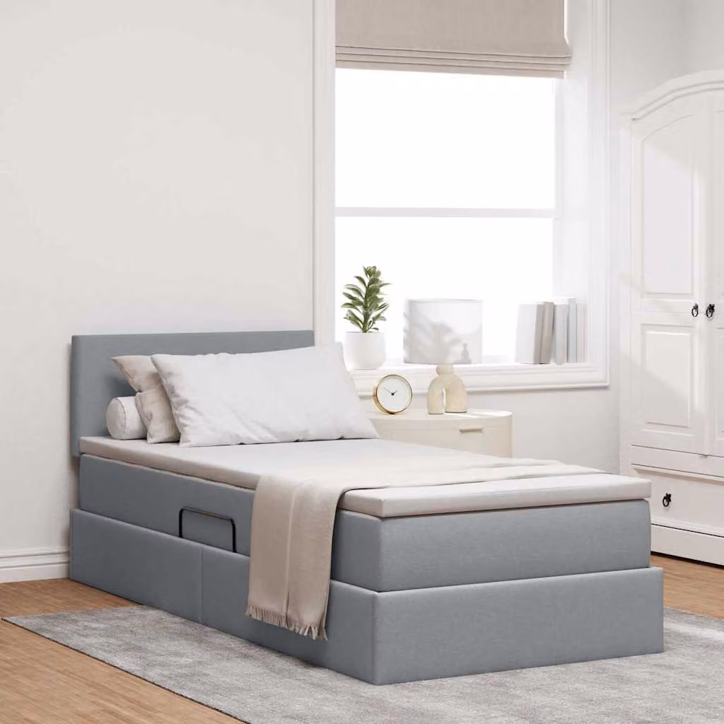 Letto con contenitore e illuminazione LED vidaXL, Grigio, L 100 x P 200 cm – 1