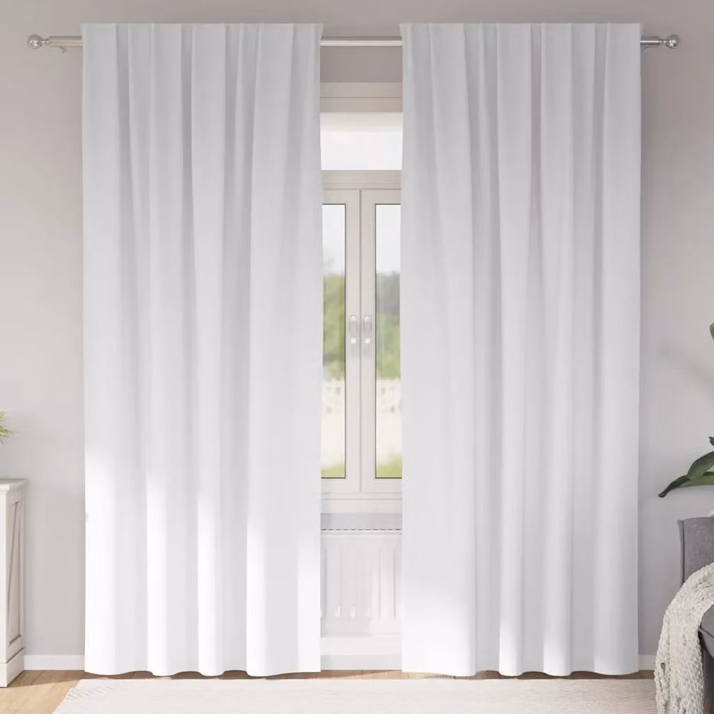 Set di 2 tende blackout vidaXL con anelli, colore bianco, H 260 x L 140 cm