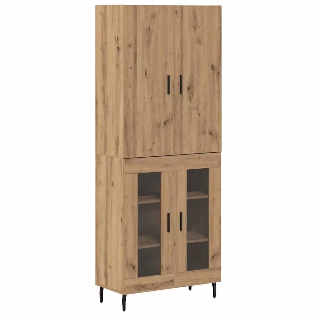 Credenza moderna vidaXL in legno e vetro marrone con ante a battente e ripiani interni L/P/H: 69,5 x 34 x 180 cm – 2