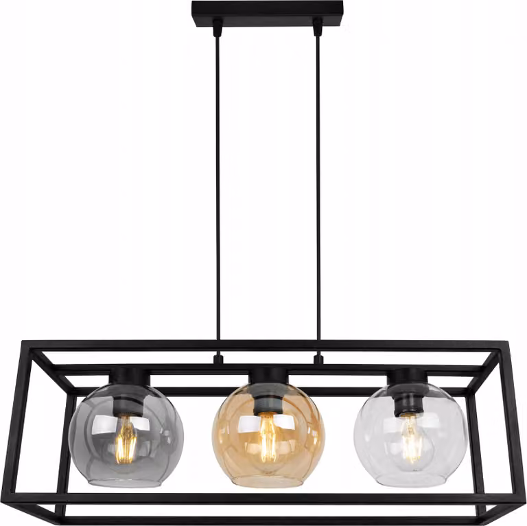 Haga Cage lampada a sospensione - Lampada da soffitto per soggiorno, camera da letto e sala da pranzo - Lampada a sospensione in metallo e vetro - E27 - Mix - 3 luci