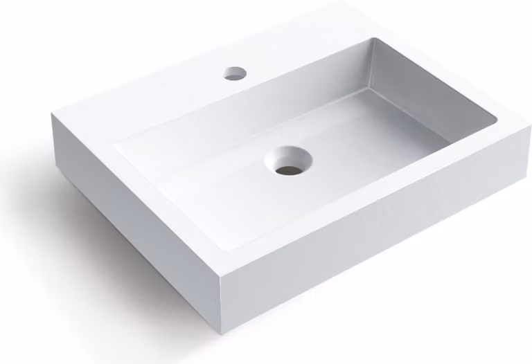 Lavabo Balneo LUCY 50x40 cm in resina minerale bianca, rettangolare, per bagno