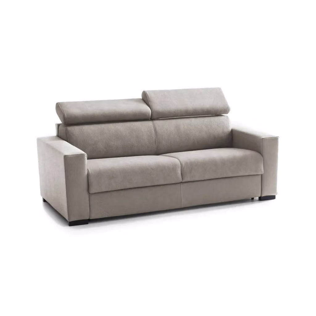 Divano a 2 posti Aggius TALAMO ITALIA in tessuto con poggiatesta regolabili e braccioli slim, Tortora, L: 200 cm, P: 95 cm, H: 85 cm – 2