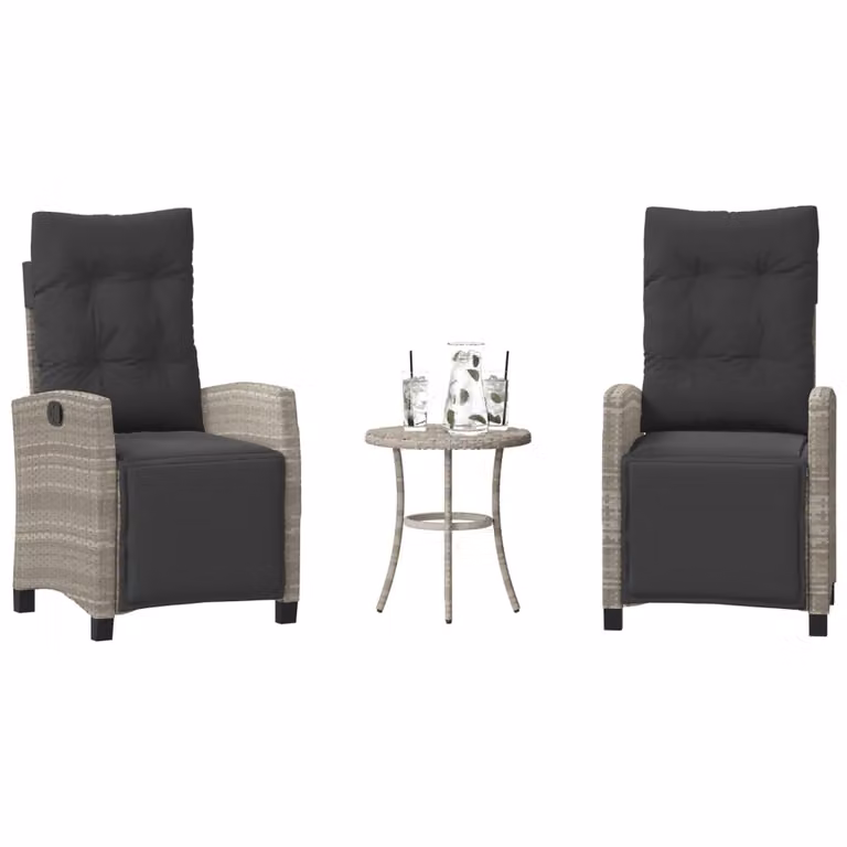Set da Bistrò vidaXL in Polyrattan con Cuscini Grigio Chiaro e Antracite per Giardino e Balcone