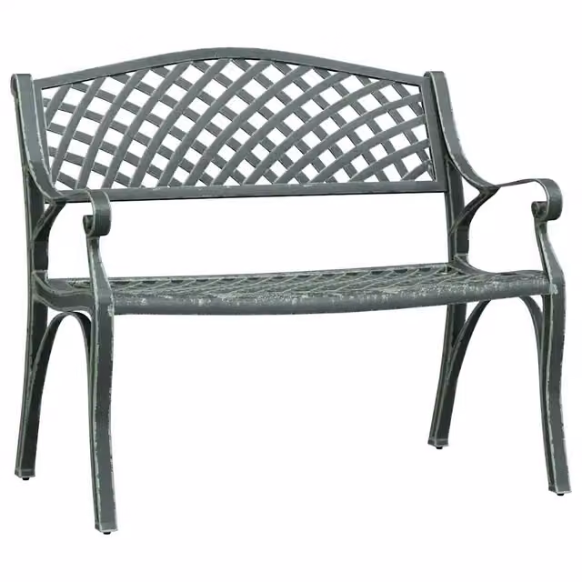 Panchina da Giardino | Panca da Giardino 102 cm in Alluminio Pressofuso Verde