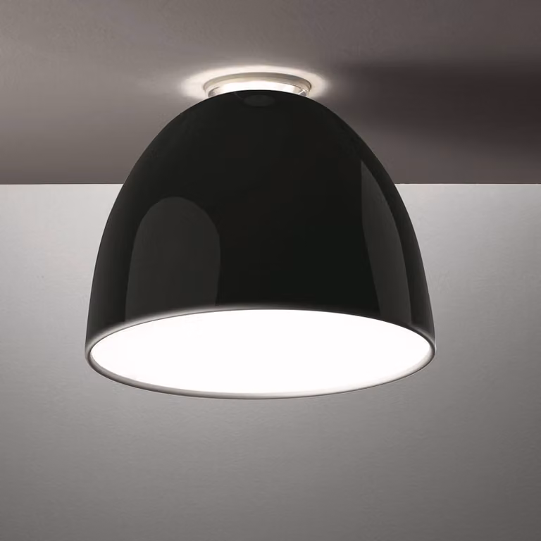 Artemide Plafoniera di design Nur Mini Gloss, dimmerabile, Nero, Soggiorno / Sala da pranzo, Alluminio, Design, Plafoniera