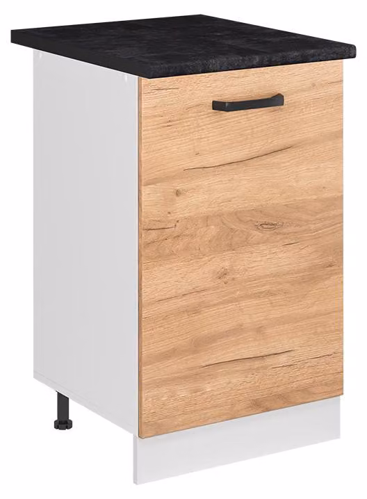 Mobiletto base cucina Vicco R-Line Rovere dorato/Bianco 50 cm piano di lavoro Antracite, Model 70084