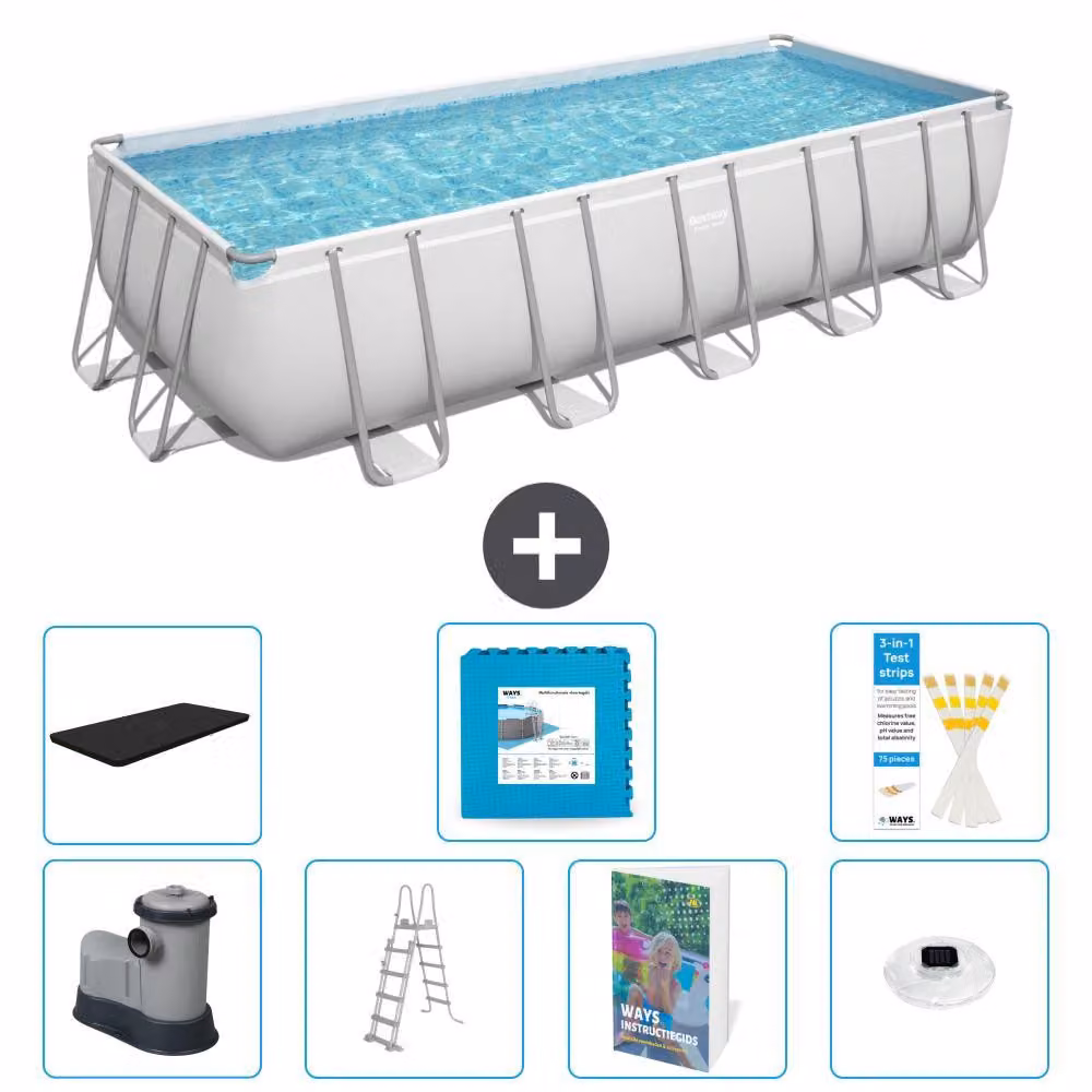 Bestway Power Steel, piscina rettangolare - 640x274x132 cm - composta da 6 parti, modello S674
