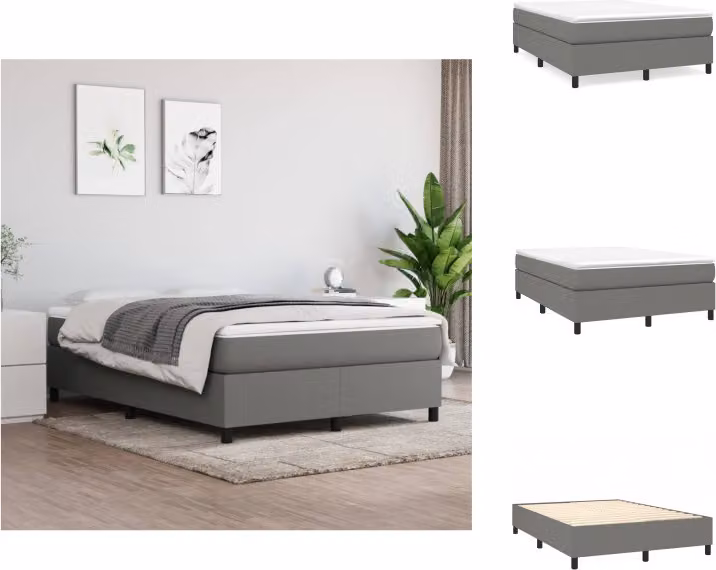 vidaXL Letto a molle con materasso grigio scuro 140x200 cm in tessuto - Letti & strutture letto