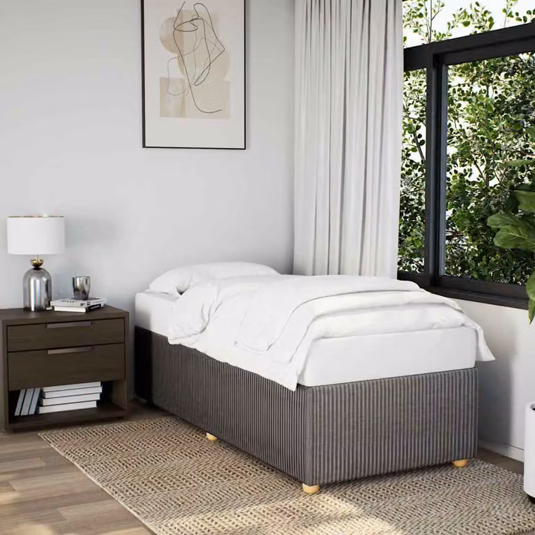 Giroletto vidaXL senza materasso in tessuto beige e grigio con doghe in legno L/P: 100 x 200 cm
