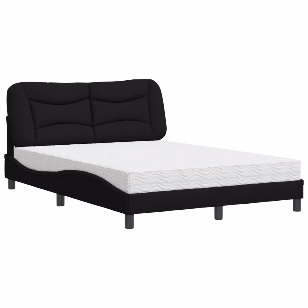 Letto con Materasso Hvar Nero 140x190 cm in Tessuto