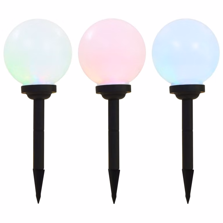 The Living Store Luci solari per esterni 3 pezzi LED sferici 20 cm RGB