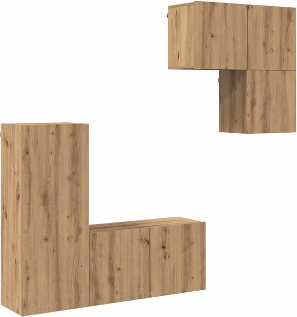 Mobile TV 4 pz | Armadietto TV | Mobile Porta TV Rovere artigianale Legno multistrato